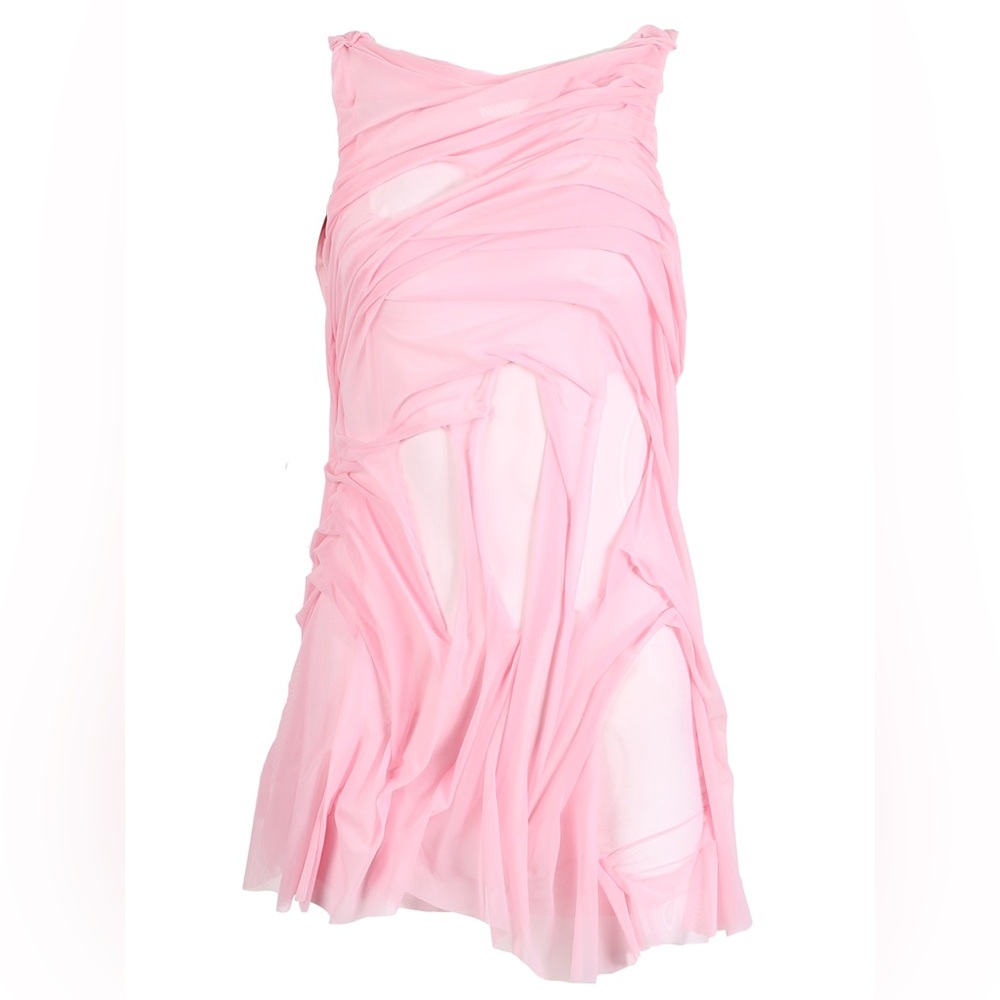 DI PETSA MESH WETLOOK MINI DRESS PINK Size Small S $3250